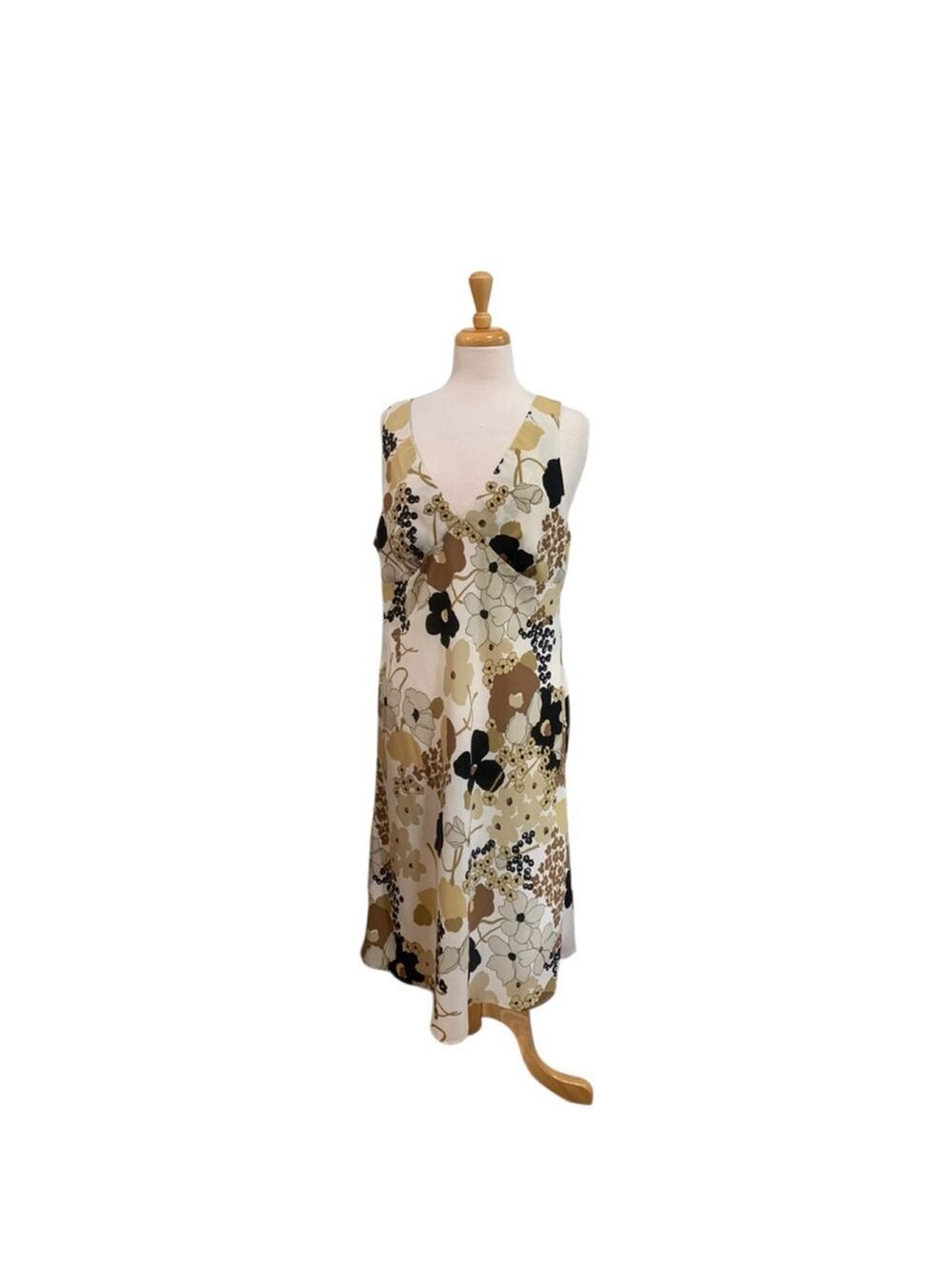 Vntg 90’s Women's Just Choon Floral Sleeveless slip Dress Juniors 17 White Brown